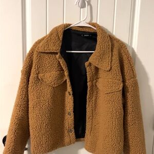 Shein Women's Camel Teddy Jacket